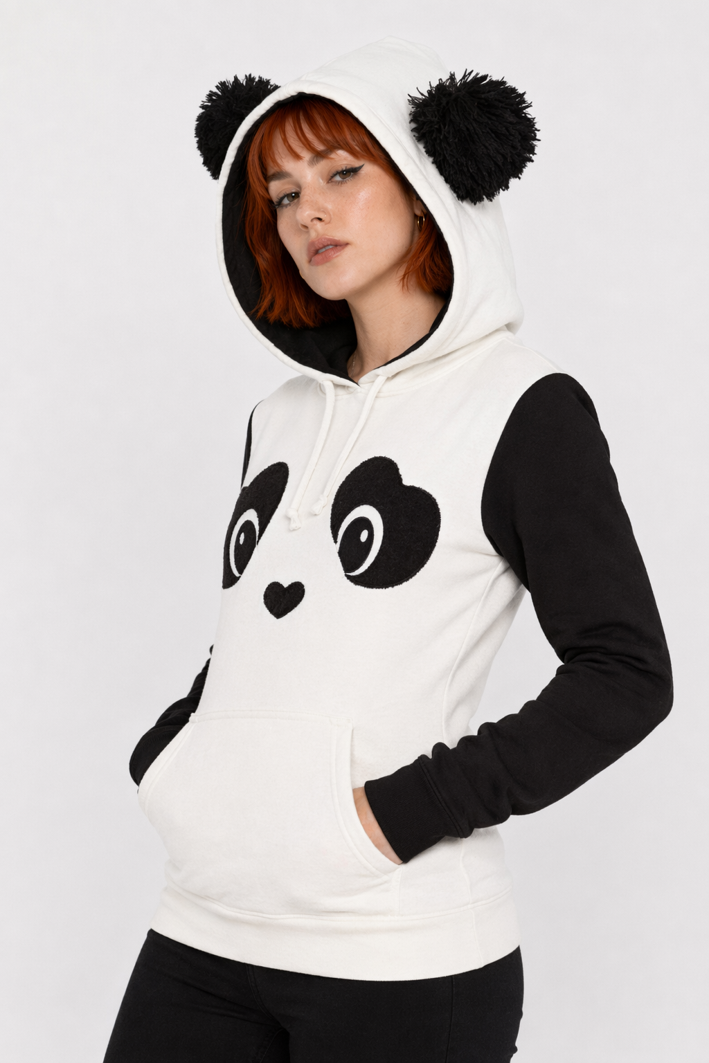 Cute Panda Bear Inspired Hoodie with Fuzzy Ears and Warm Sleeves XL