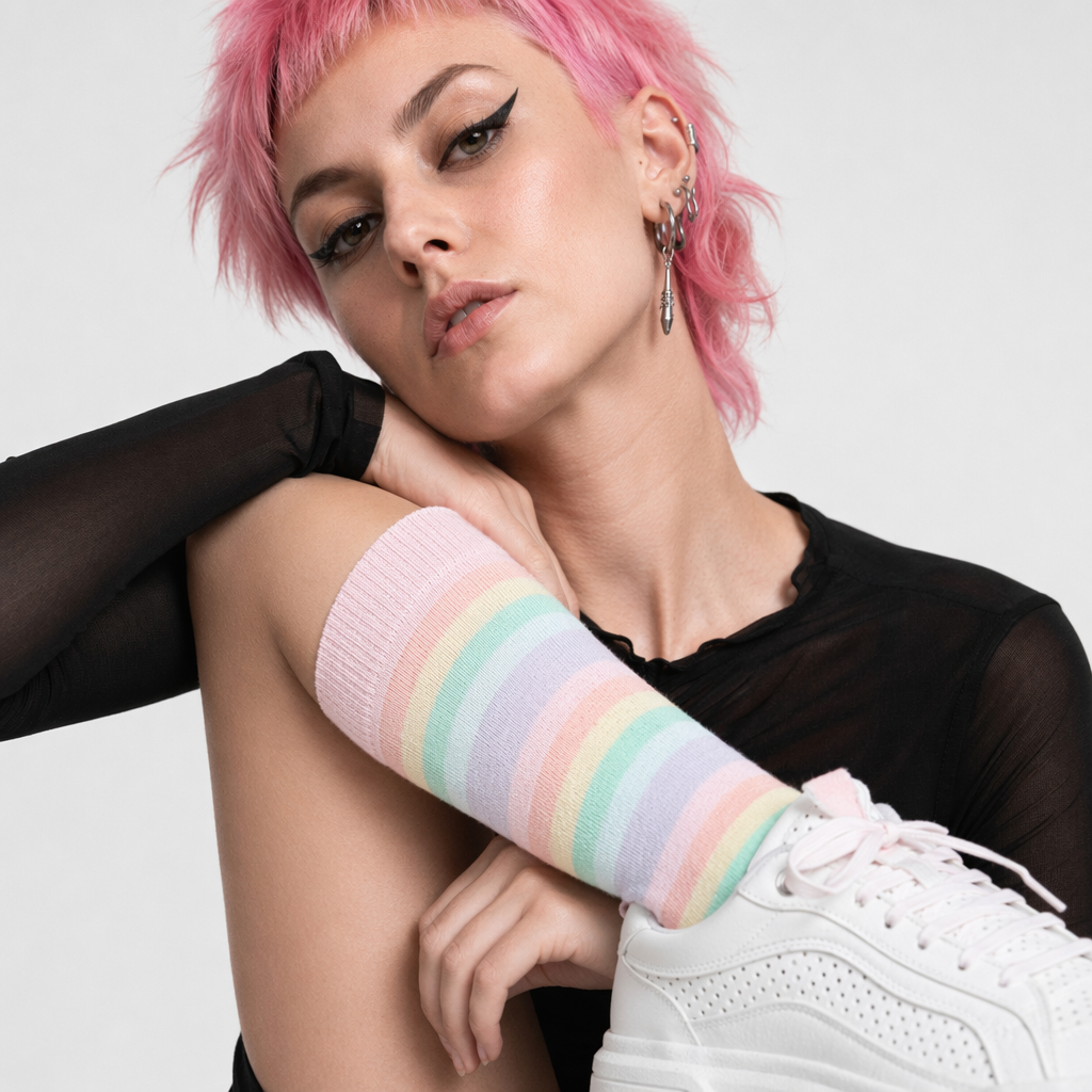Pastel Rainbow Socks for Fairy Kei Fashion Lovers Pastel Rainbow