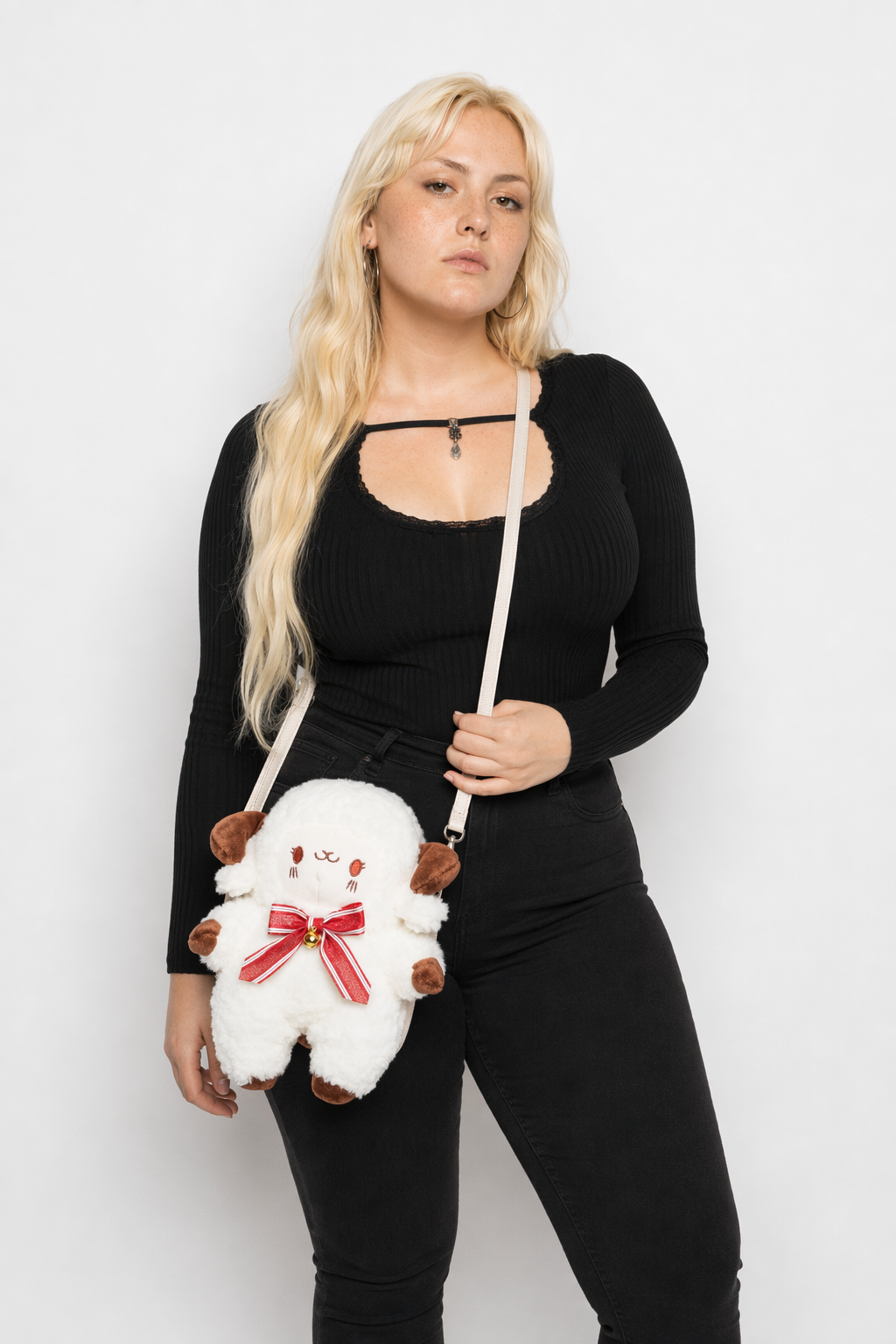 3D Kawaii Ram Sheep Crossbody Handbag for Cosparty Smile Face