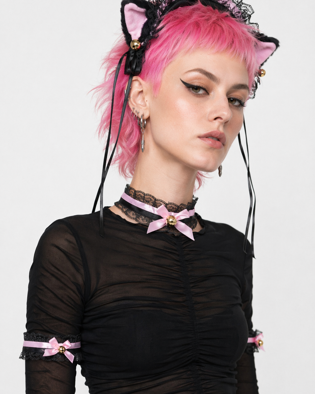 Neko Kitty Cat Complete Set with Headband, Collar, and Bracelets 8