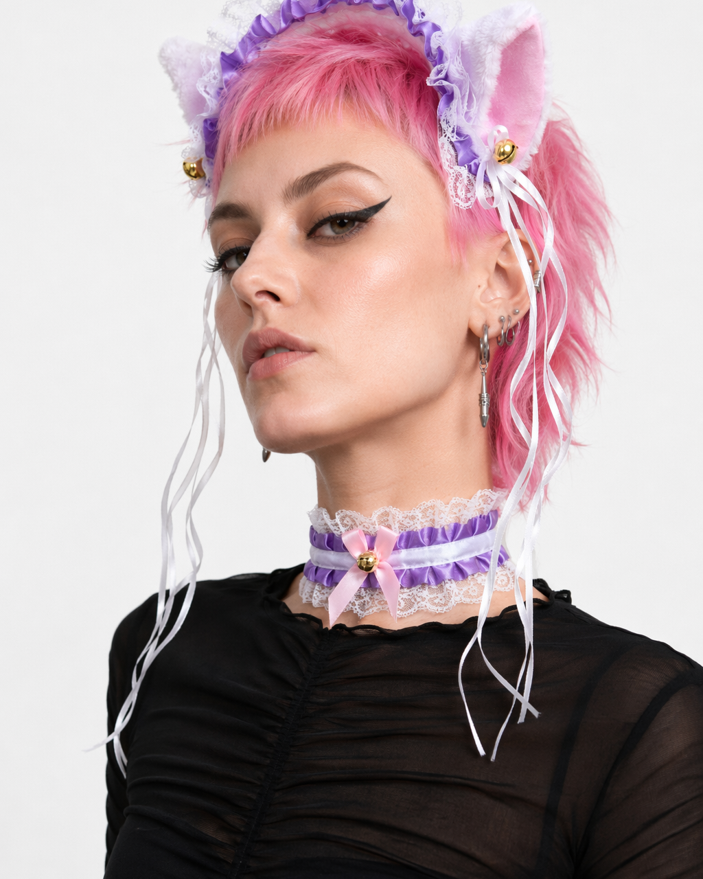 Neko Kitty Cat Complete Set with Headband, Collar, and Bracelets 6