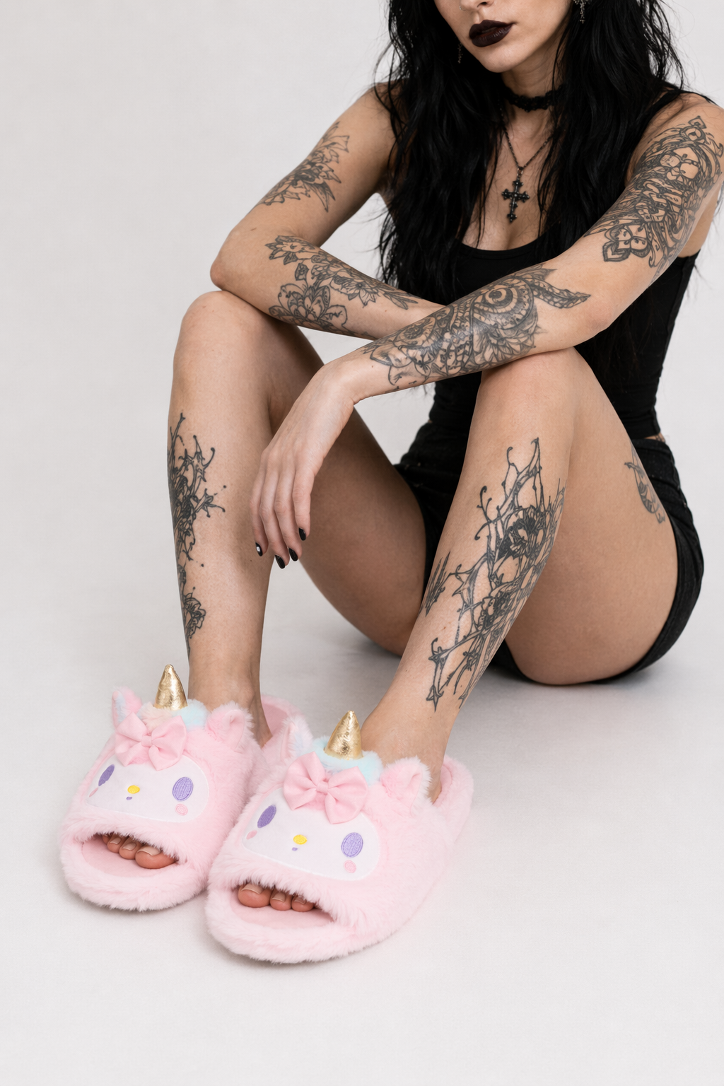 Kawaii Fluffy Sanrio Unicorn Character Slippers for Cozy Comfort Pink Melody