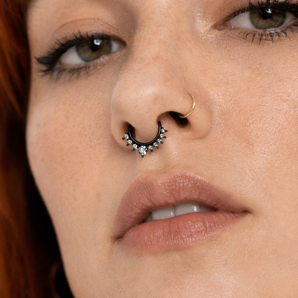 Realistic Septum Nose Rings for a Stylish Piercing Look Black
