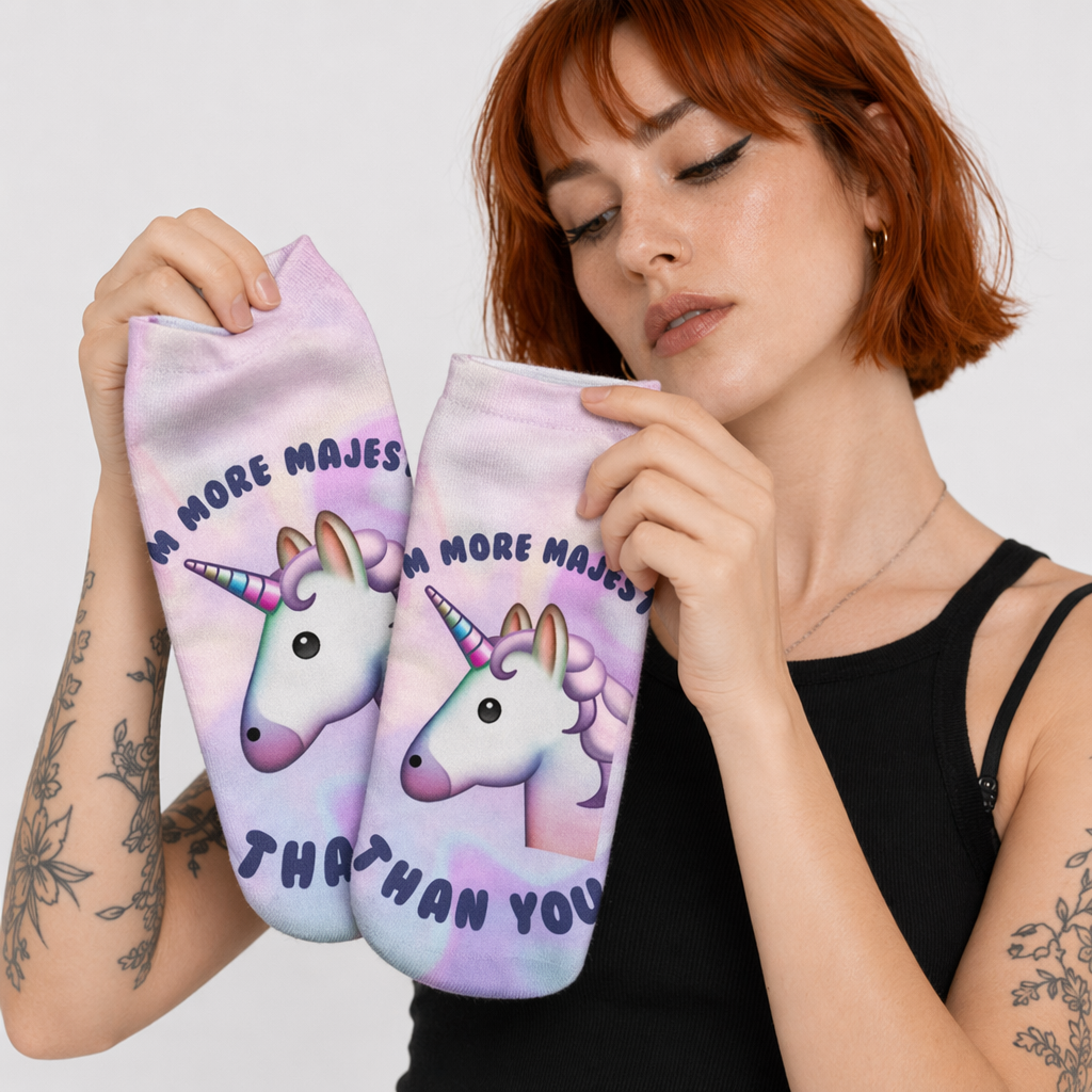 Magical Emoji Ankle Socks Inspired by Apple Unicorn Emoji Majestic