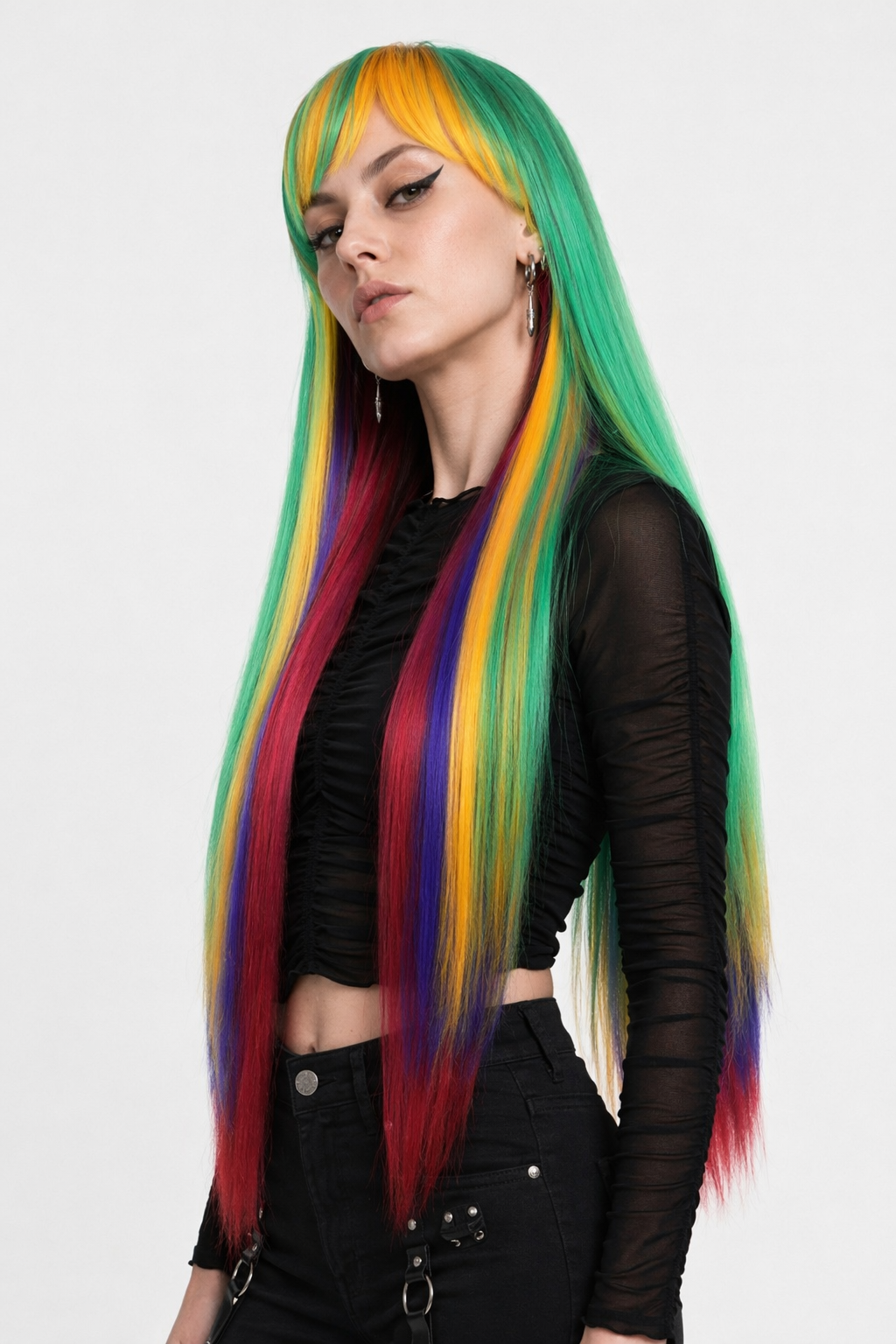 Stunning Long Cosplay Wig with Soft Fringe in Stylish Colors Straight Bright Colors