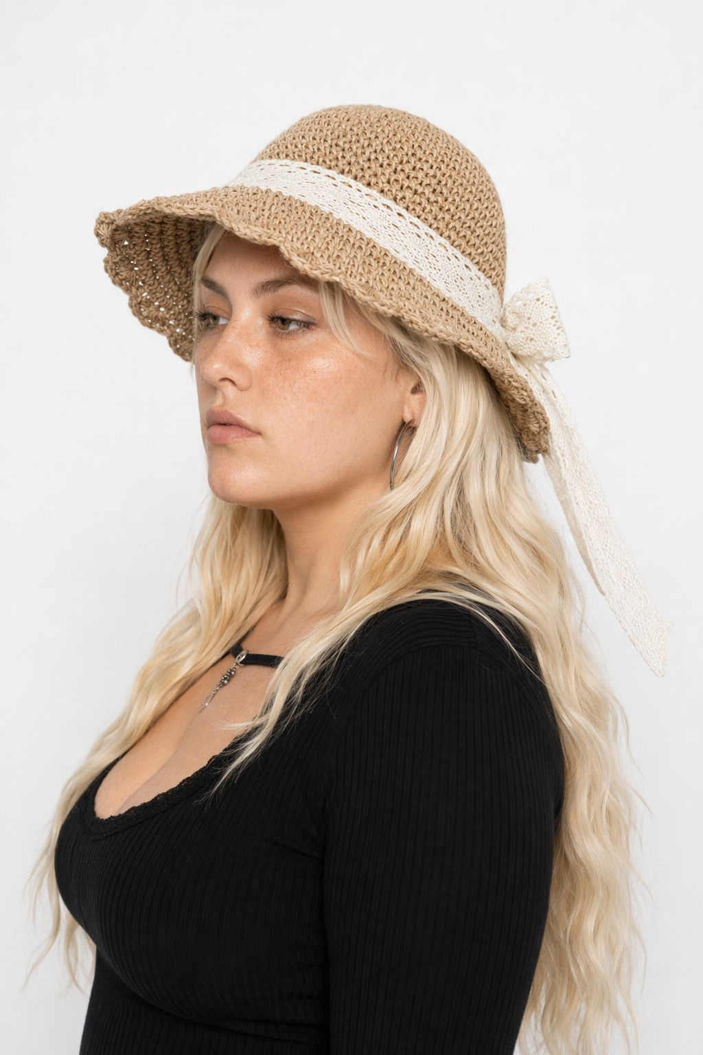 Country Maiden Sun Hat in High-Quality Tweed for Cottagecore Style Beige