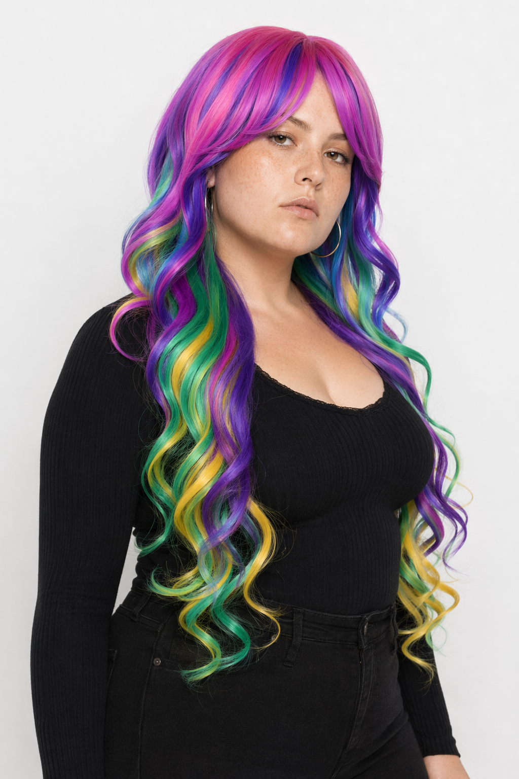 Cotton Candy Wig in Vibrant Colors for Cosplay or Kawaii Styles Rainbow