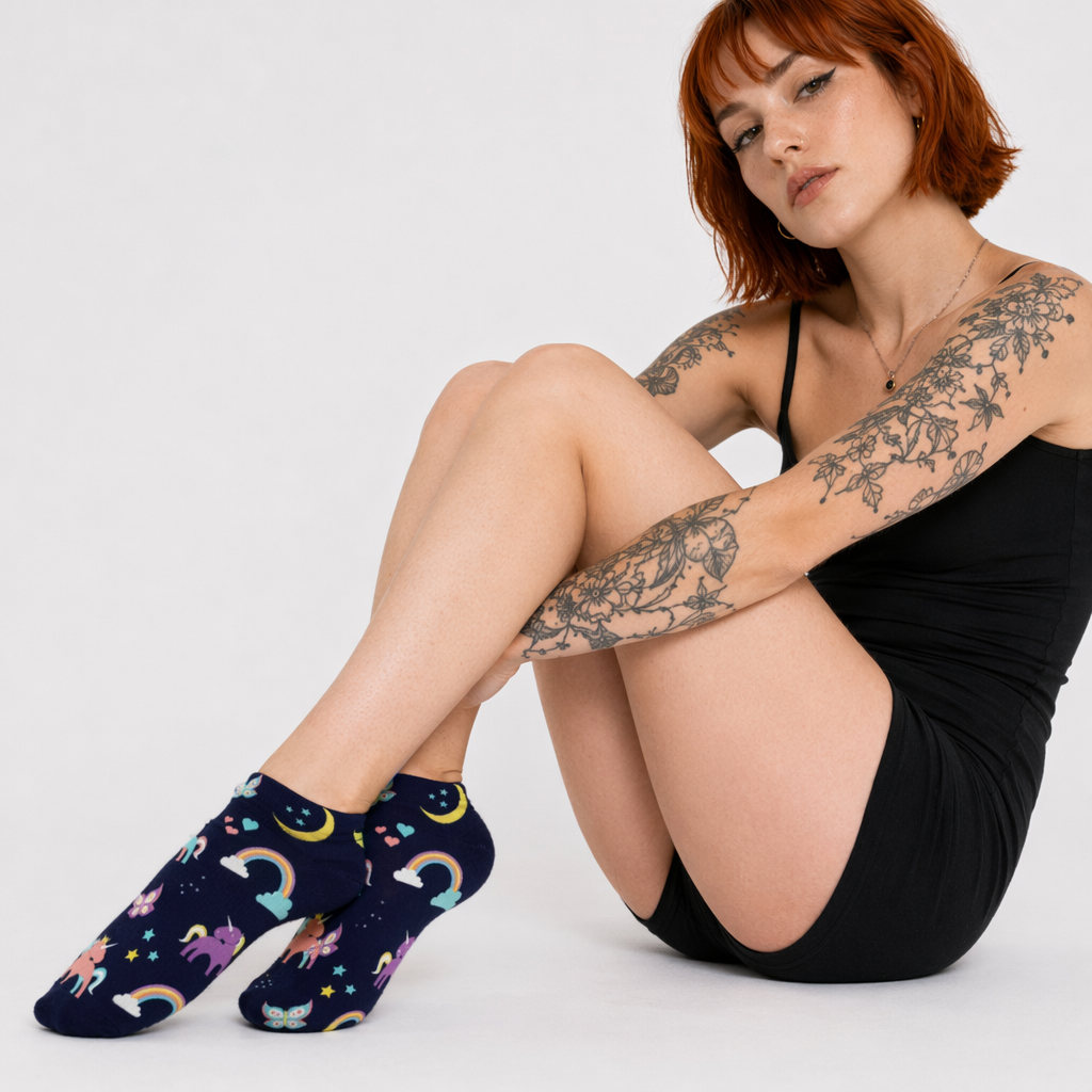 Magical Emoji Ankle Socks Inspired by Apple Unicorn Emoji Pastel Goth