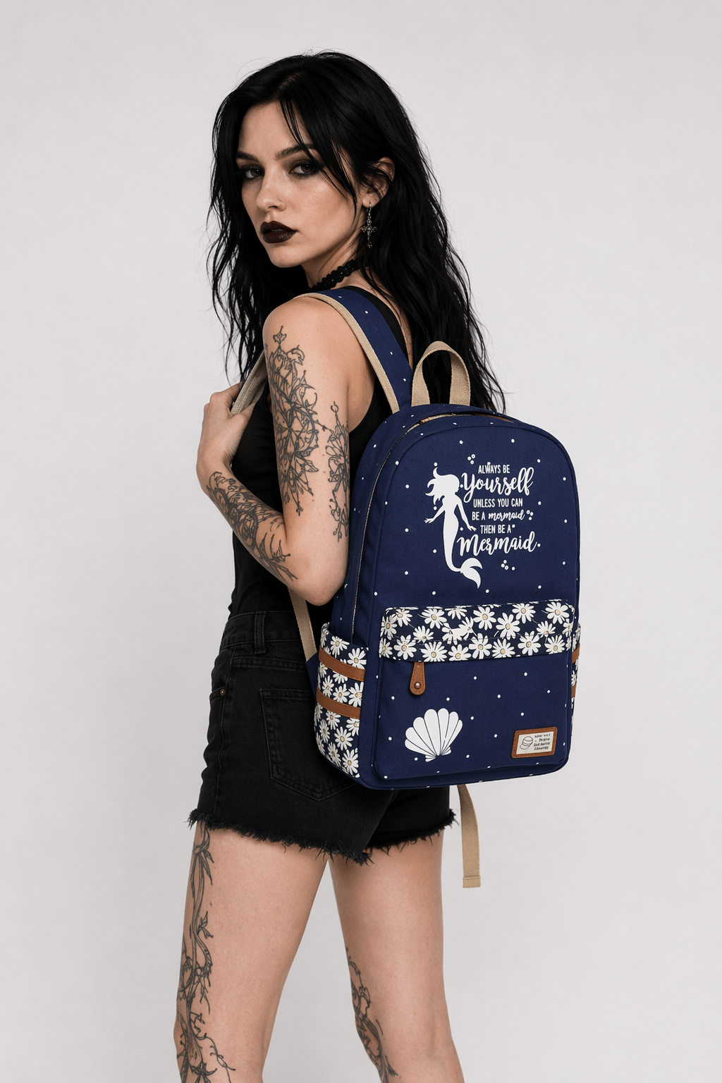 Kawaii Mermaid and Sea Creature Backpacks in Fun Designs Navy Blue 5