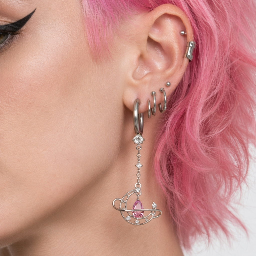 Crescent Moon Crystal Earrings for a Fairy-Like Touch Silver