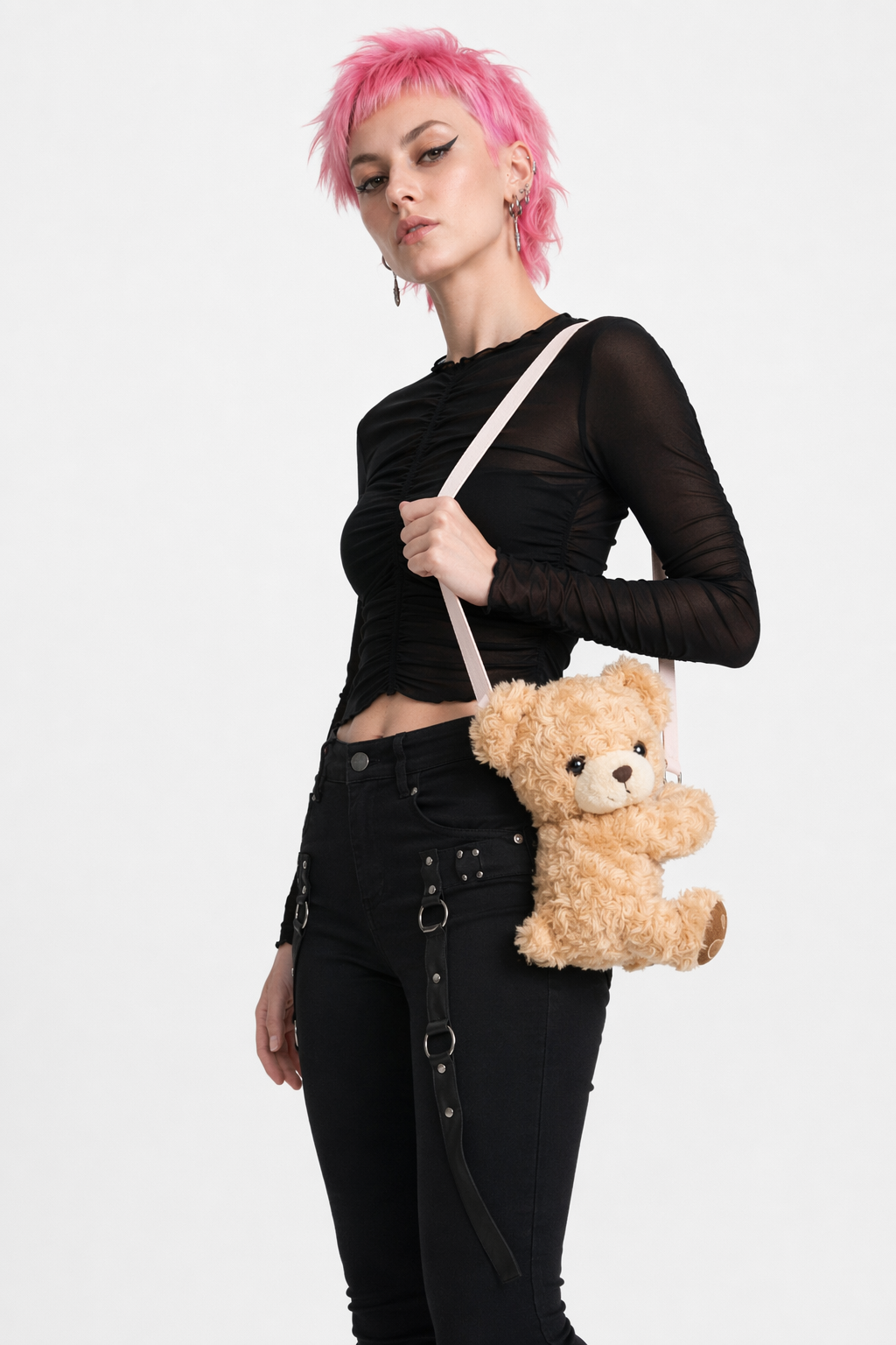 Fluffy Teddy Bear Crossbody Messenger Bag for Cosparty Fun 30cm Bear