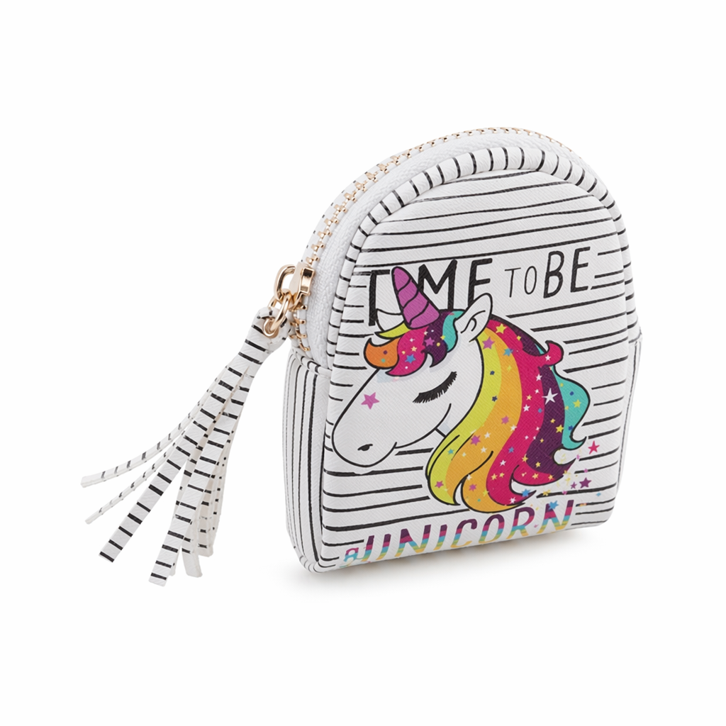 Pastel Unicorn Wallet with Secure Zipper Closure Rainbow