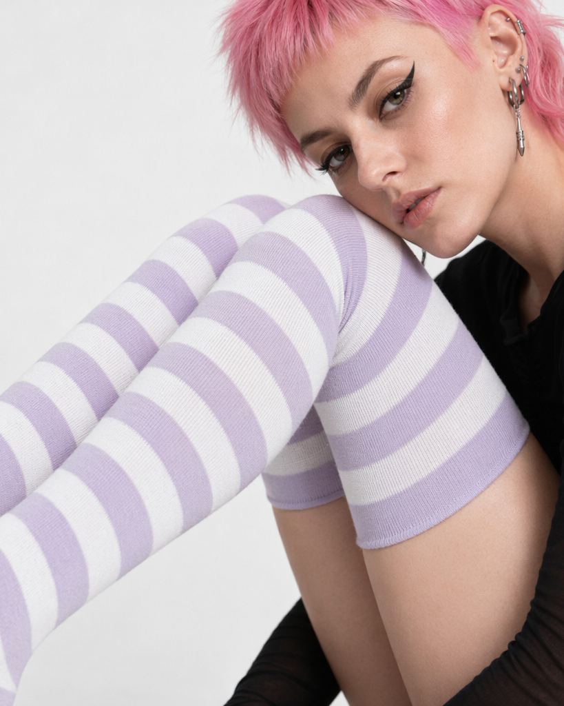 Thigh High Lolita Style Socks with Quality Elastic Comfort Purple