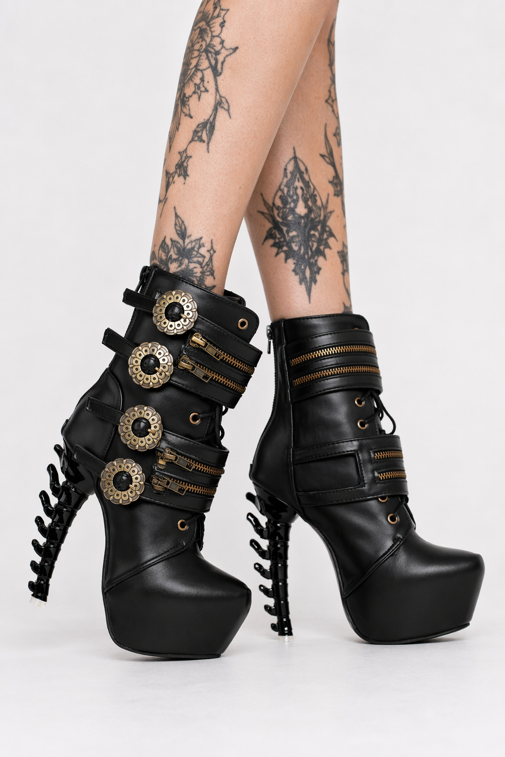 Elegant Steampunk Boots with Clockwork Wheels and Brass Accents 9