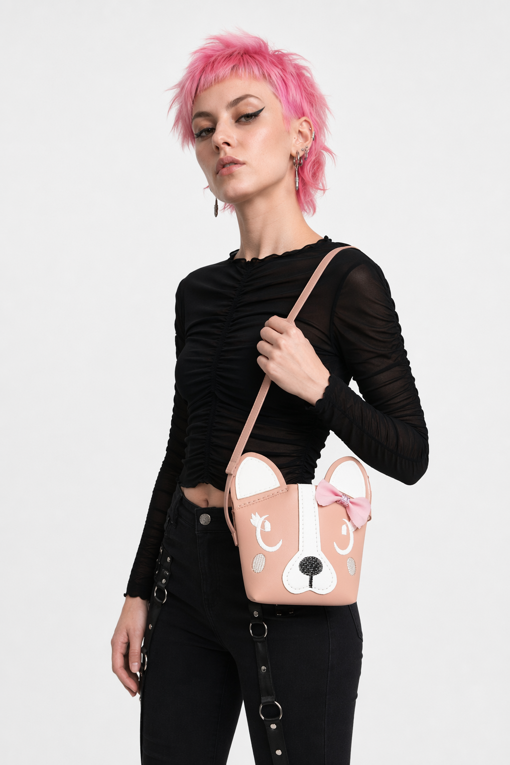 Adorable Vegan Leather Puppy Dog Handbags in Unique Colors Tan