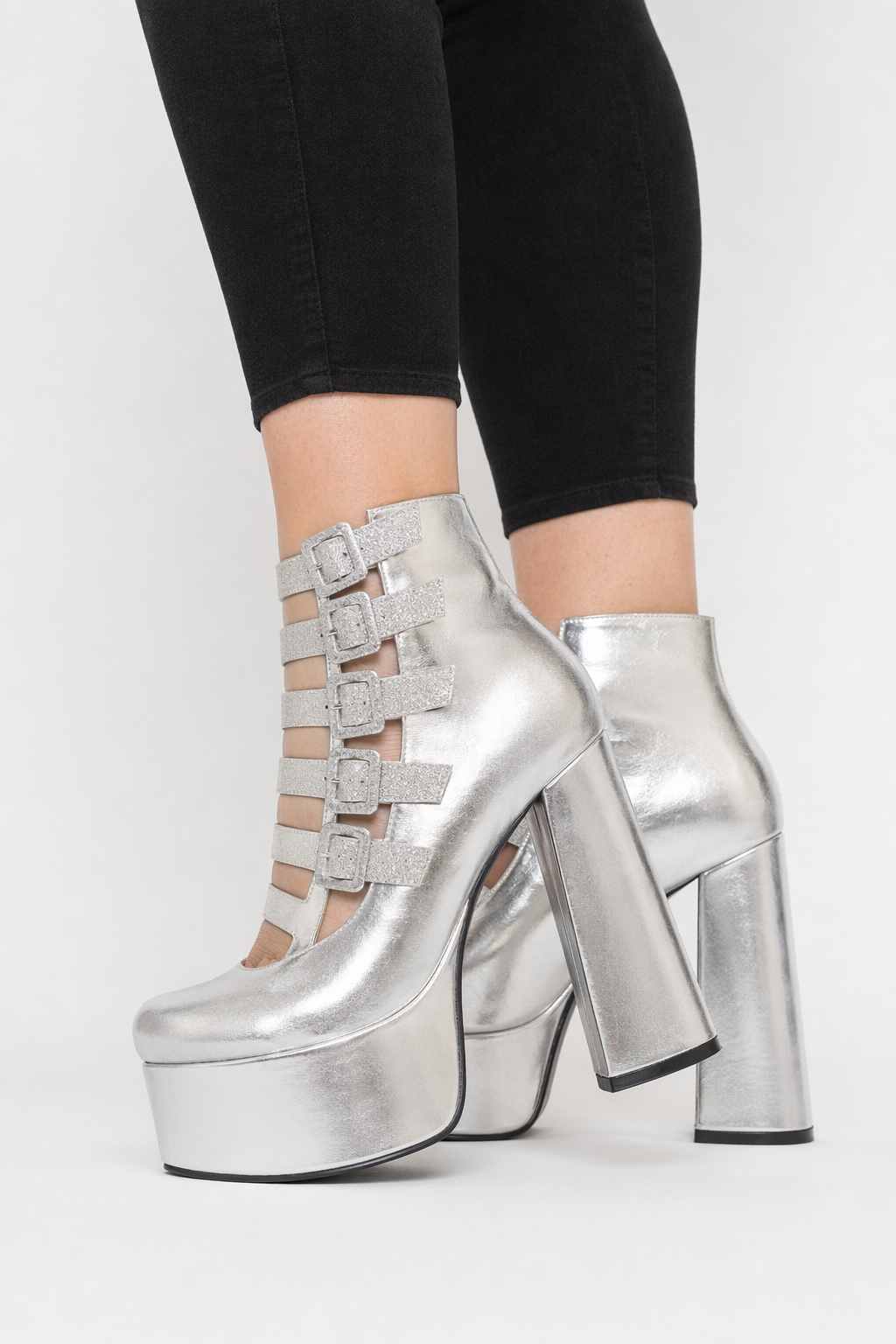 Baddie Babydoll Heels for Kawaii and Lolita Style Enthusiasts Buckle Silver