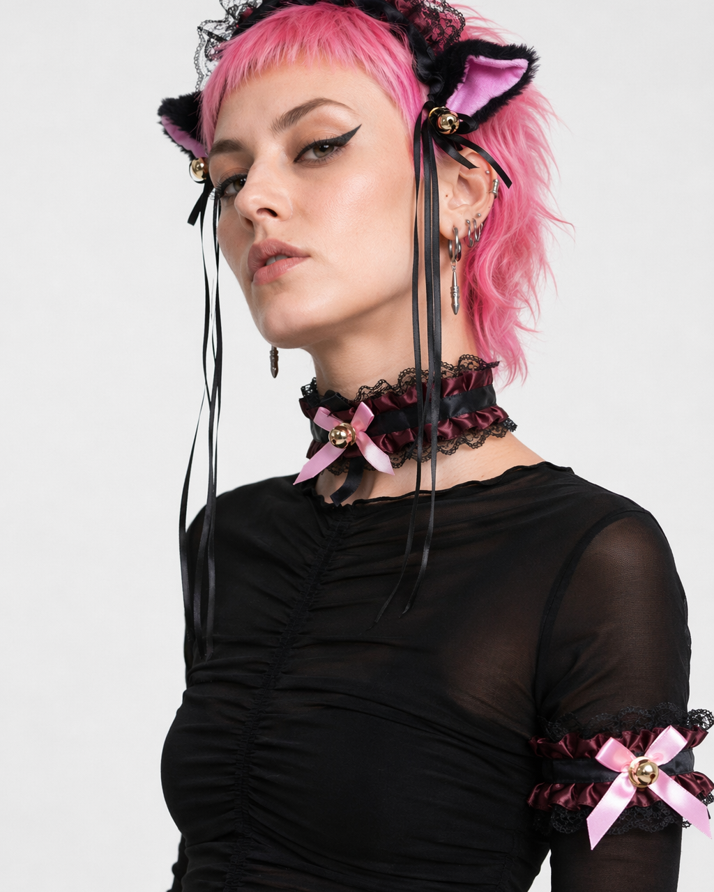 Neko Kitty Cat Complete Set with Headband, Collar, and Bracelets 13