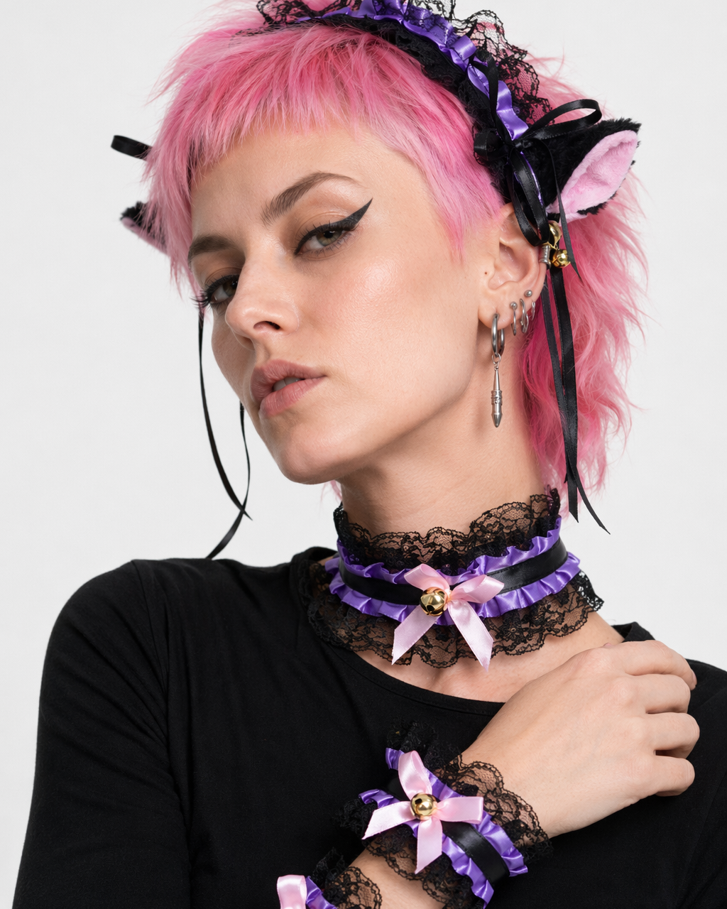 Neko Kitty Cat Complete Set with Headband, Collar, and Bracelets 12