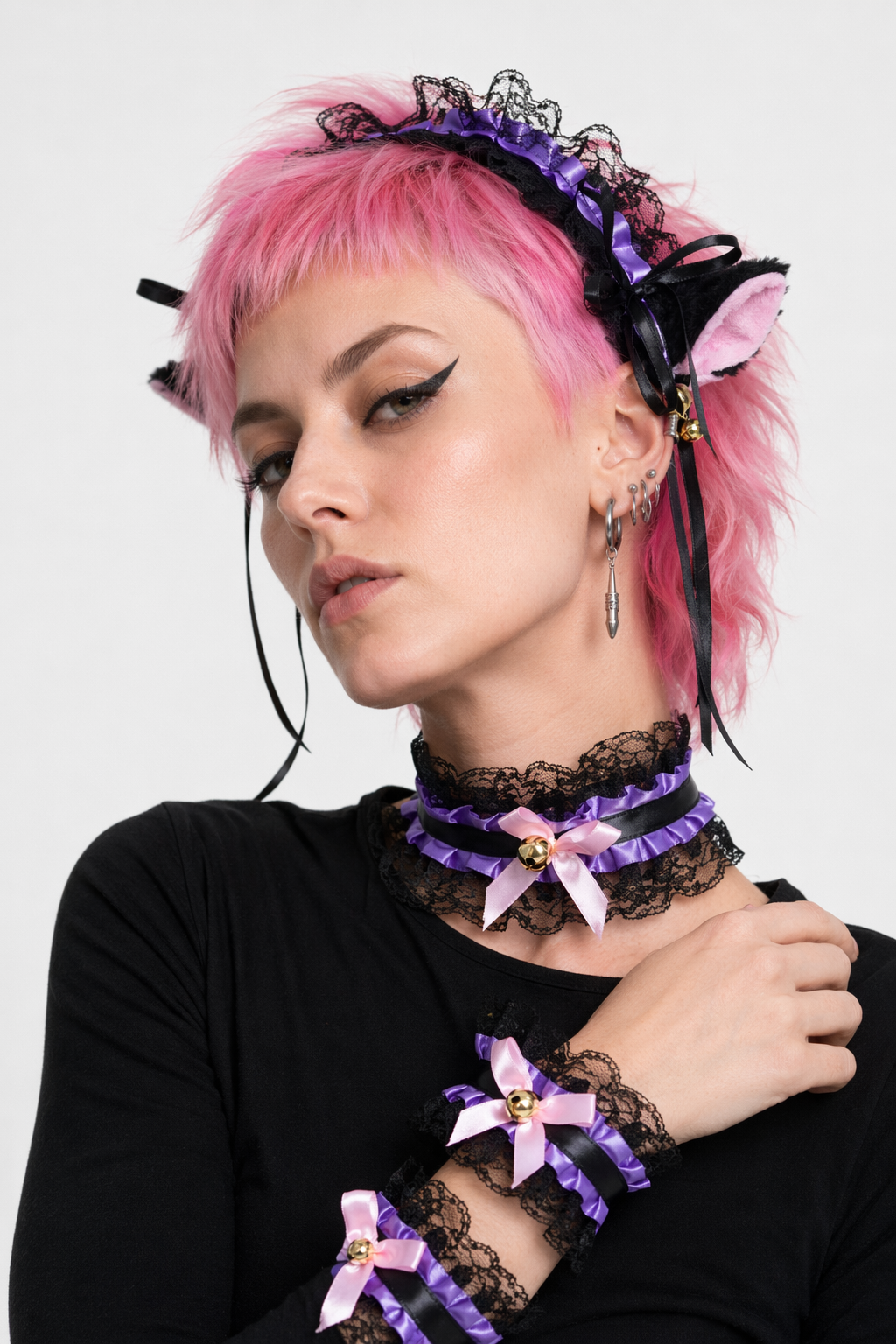 Neko Kitty Cat Complete Set with Headband, Collar, and Bracelets 12