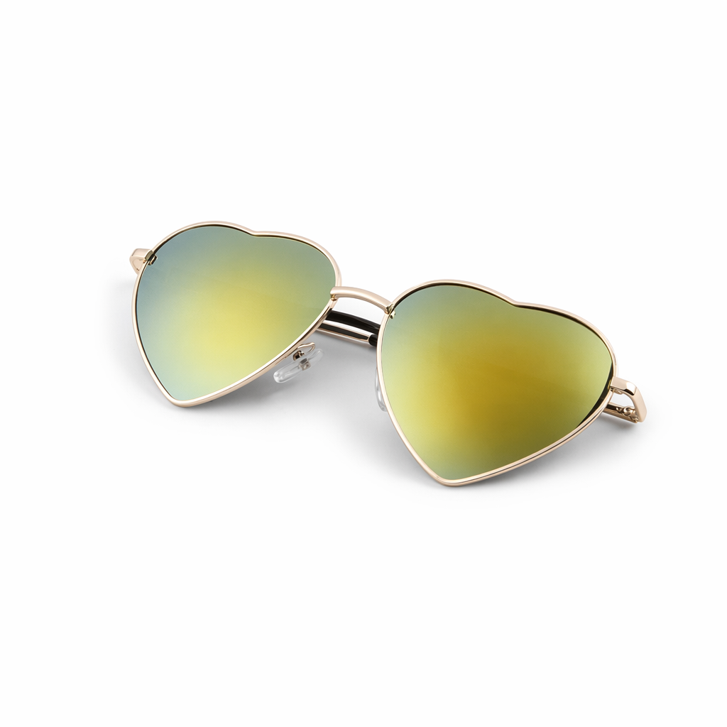 Chic Heart Shaped Aviator Sunglasses in Various Colors Gold