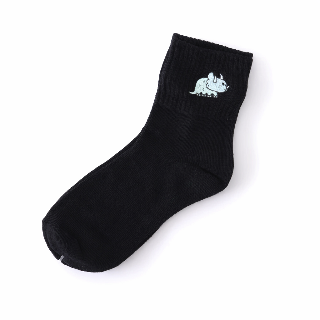 Adorable Kawaii Baby Dinosaur Socks for Cute Style Black Triceratops