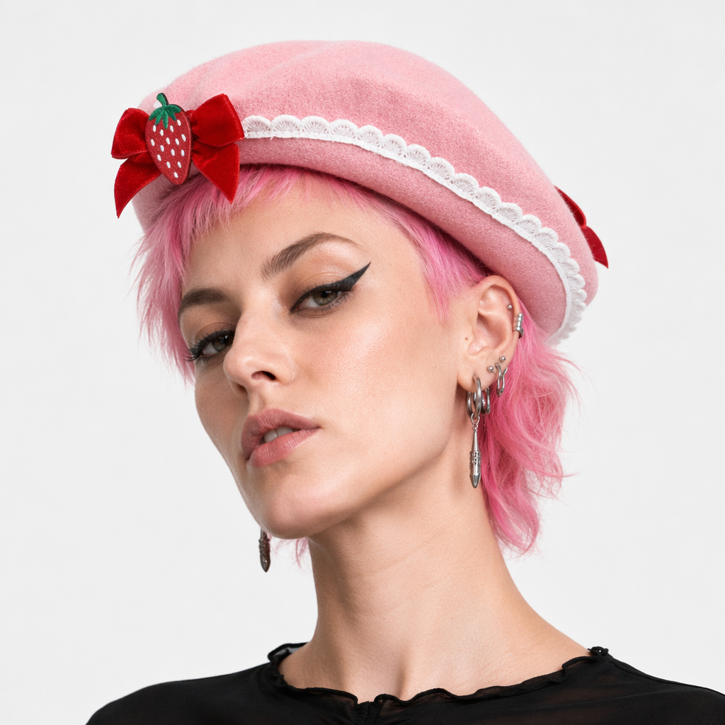 Strawbaby Beret in Strawberry Sweetness for Kawaii Style Enthusiasts Default Title