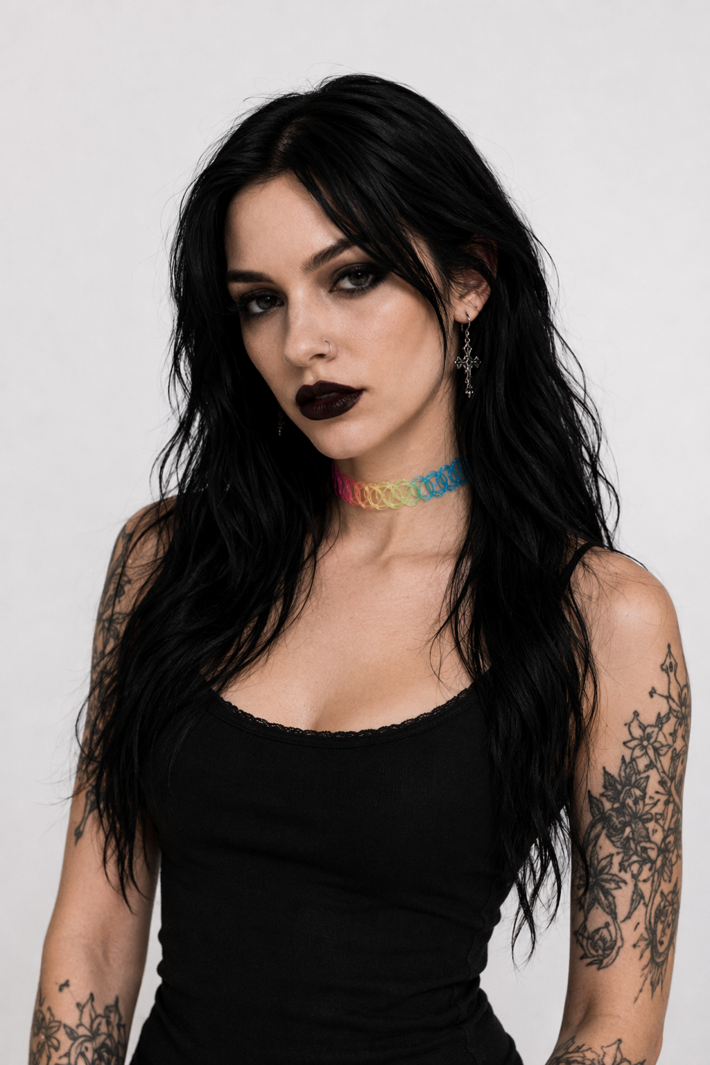 Classic 90s Inspired Choker Necklace in Various Colors Rainbow