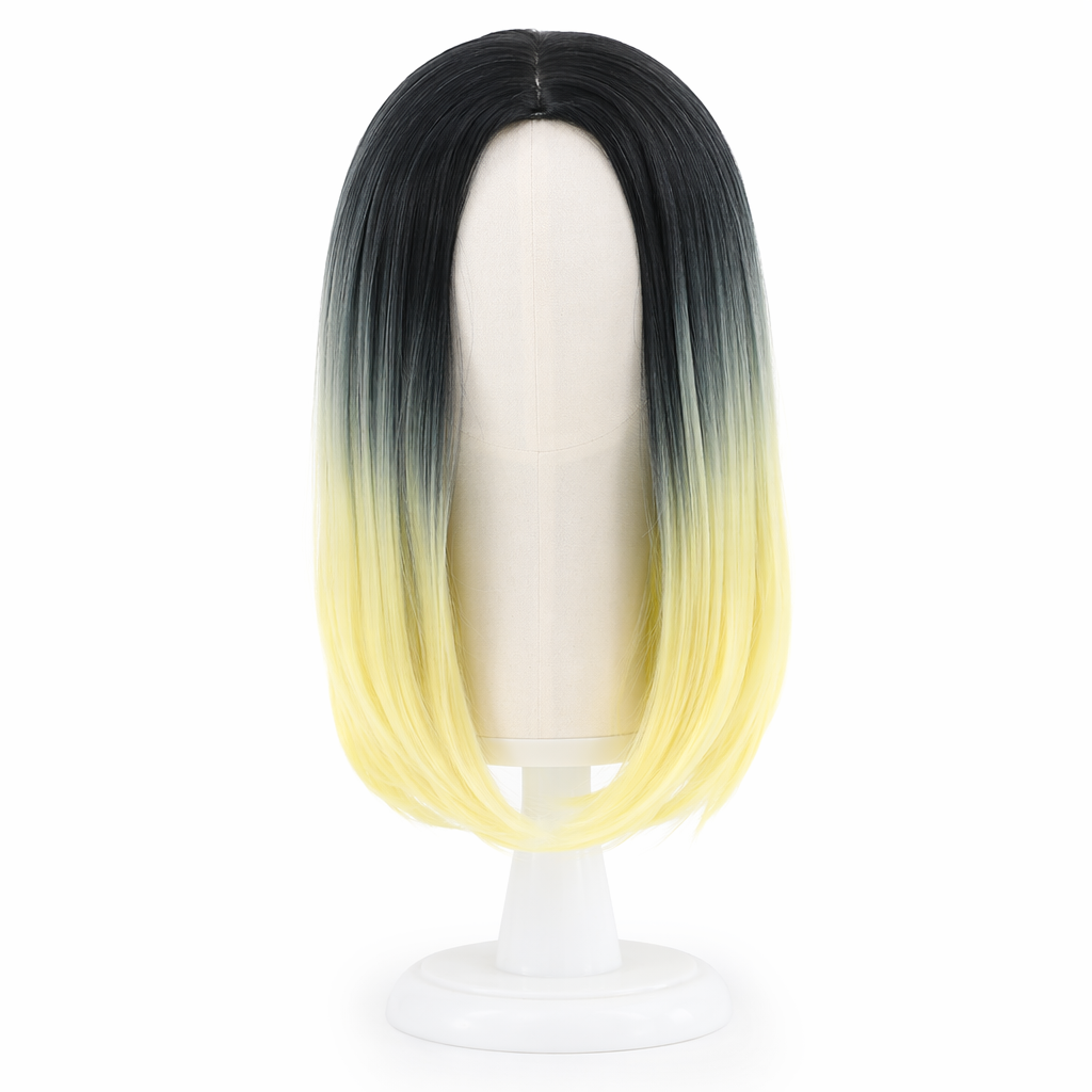 Medium Length Ombre Long Bob Wig in Chic Colorful Style Yellow