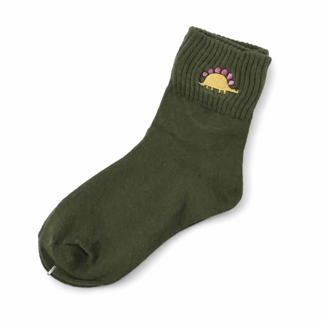 Adorable Kawaii Baby Dinosaur Socks for Cute Style Green Triceratops