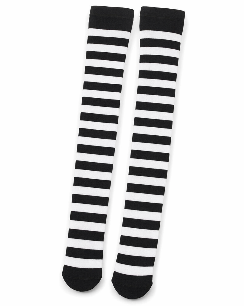 Thigh High Lolita Style Socks with Quality Elastic Comfort Black