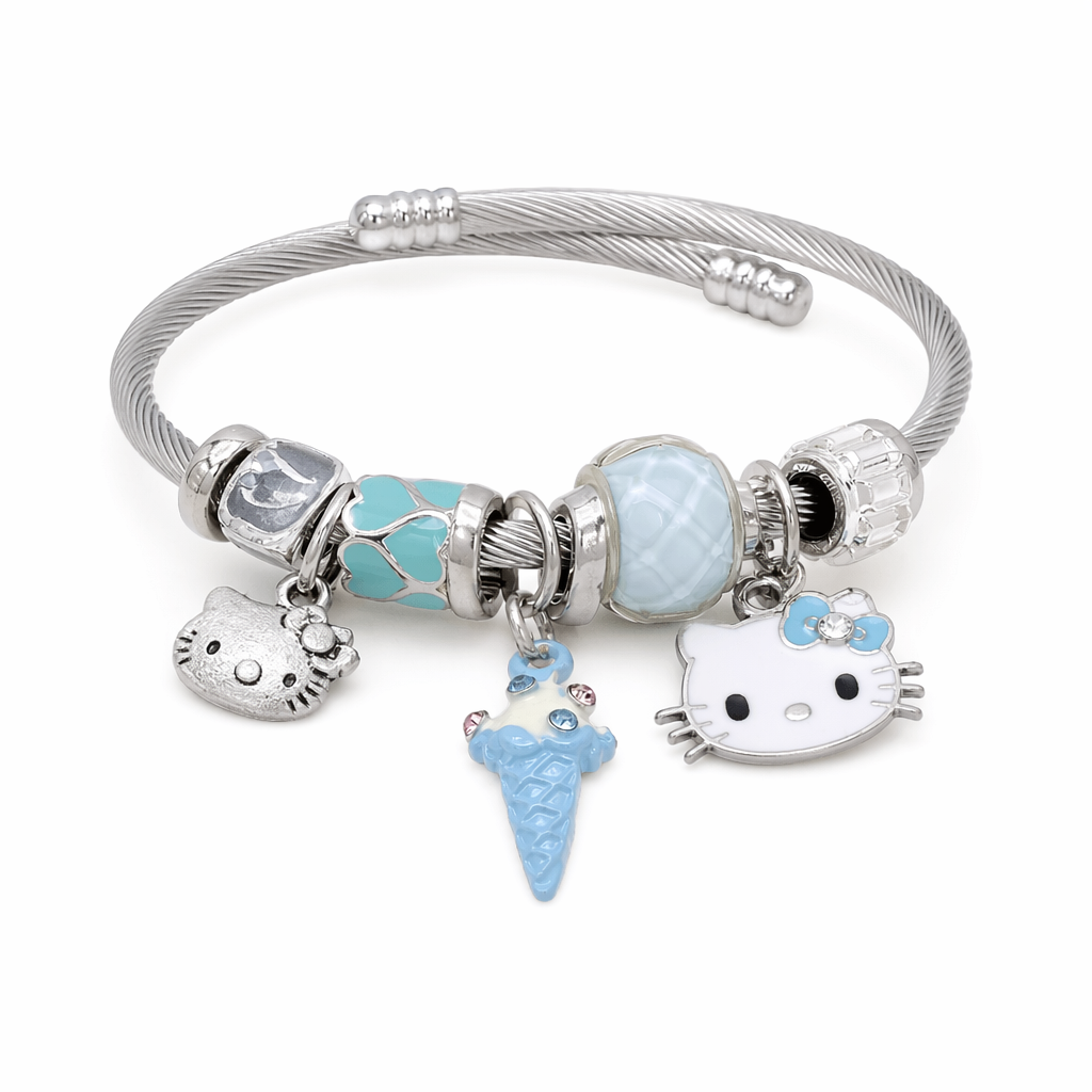 Kawaii Beaded Bracelets Inspired by Sanrio Characters Kitty Blue Icecream