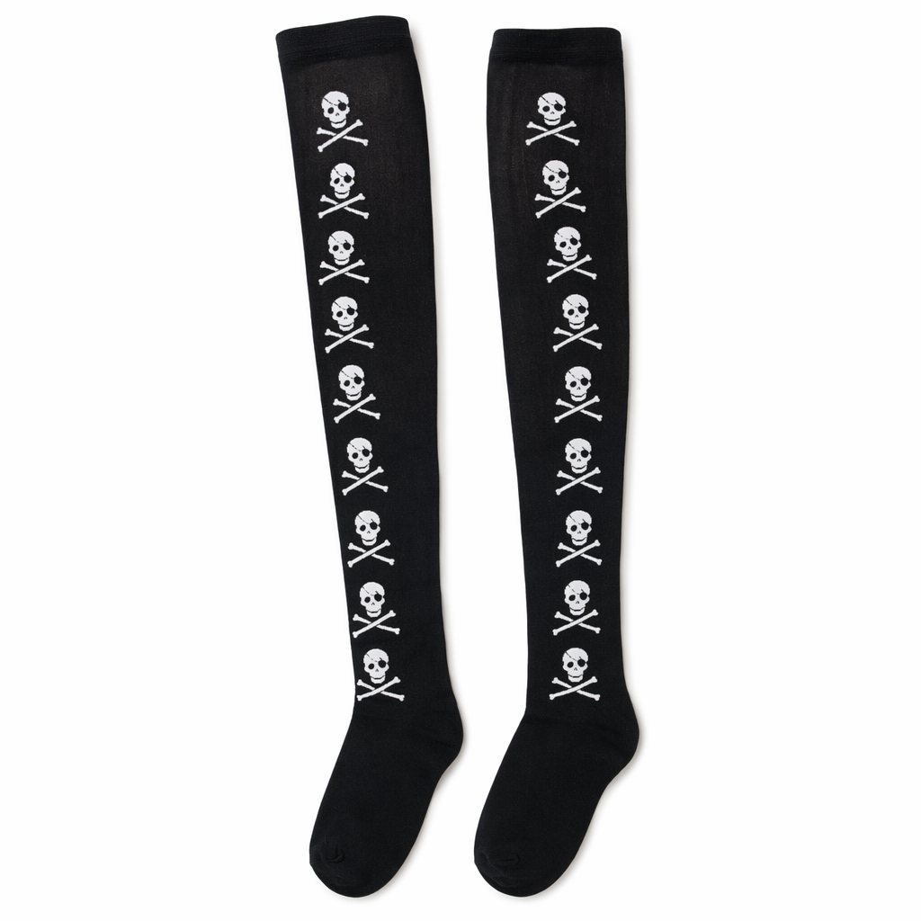 Black Thigh-High Tights for Gothic and Grunge Fashion Default