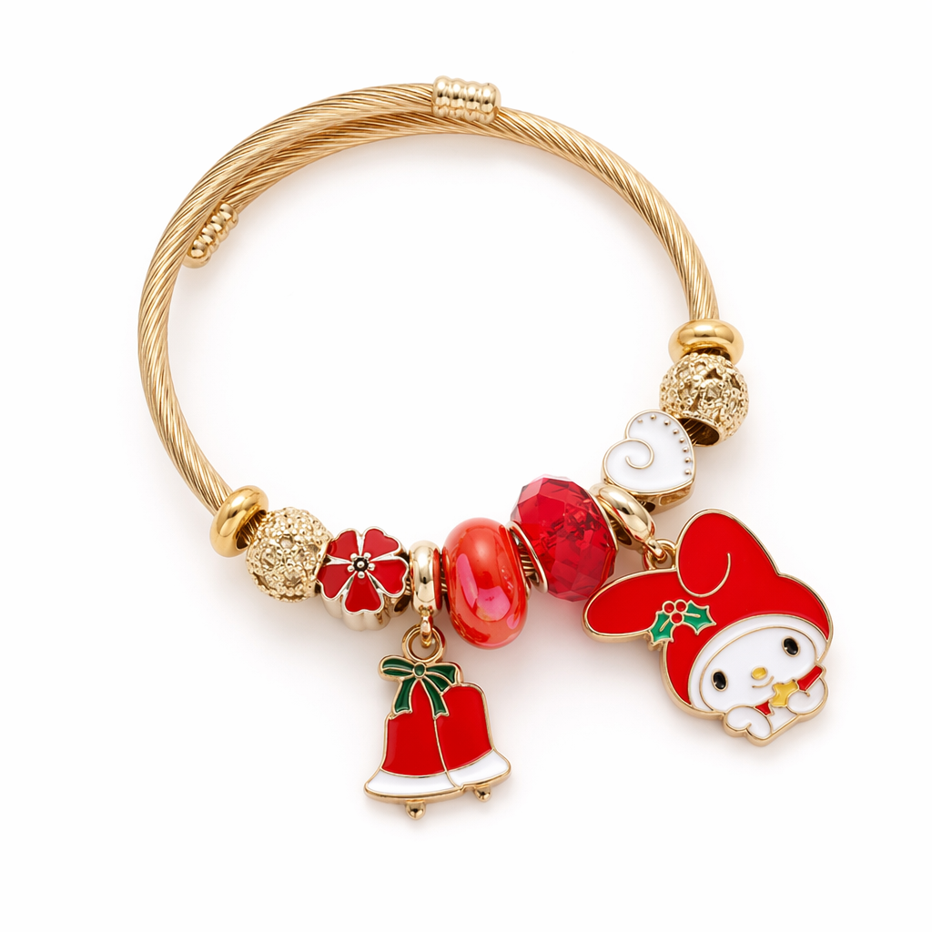 Holiday Character Bangle Beaded Bracelets Featuring Kawaii Designs Melody