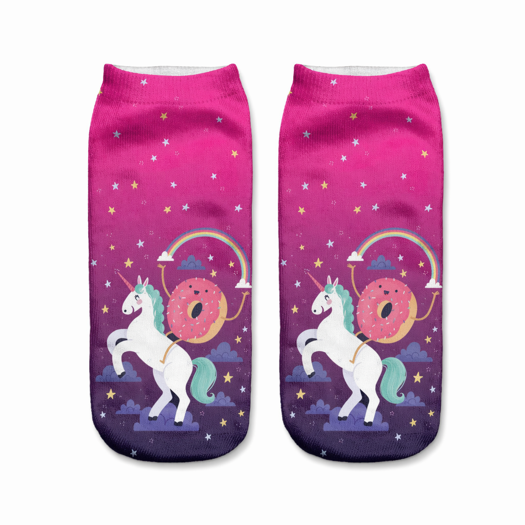 Kawaii Rainbow Donut Unicorn Ankle Socks for Magical Adventures Default Title