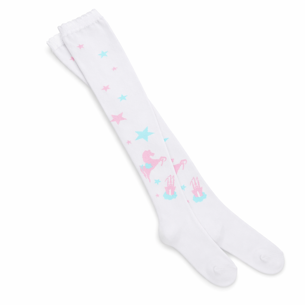 Magical Kingdom Inspired Thigh High Socks in Pastel Goth Style White