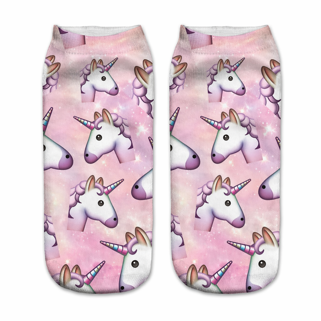 Magical Emoji Ankle Socks Inspired by Apple Unicorn Emoji Emoji Head