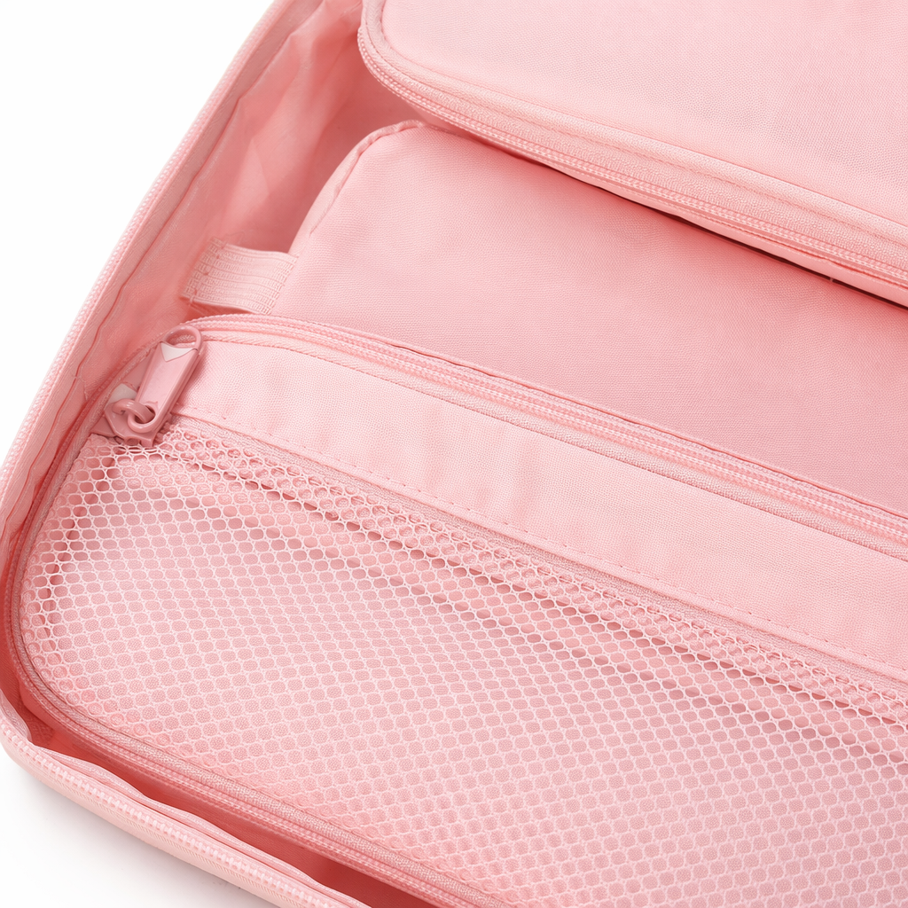 Dudu & Bubu Travel Storage Bag 7 Piece Set for Organized Travel Pink