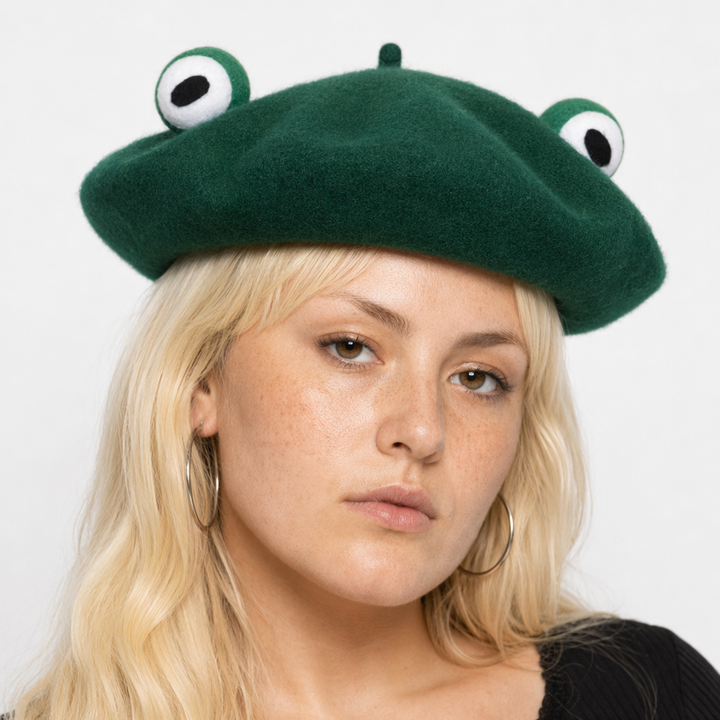 Kawaii Berets for Stylish Lolita Fashion and Accessories Green Frog Eyes