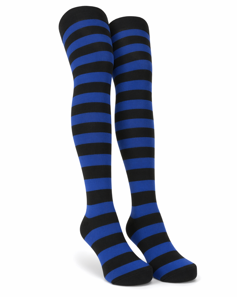 Thigh High Lolita Style Socks with Quality Elastic Comfort Dark blue