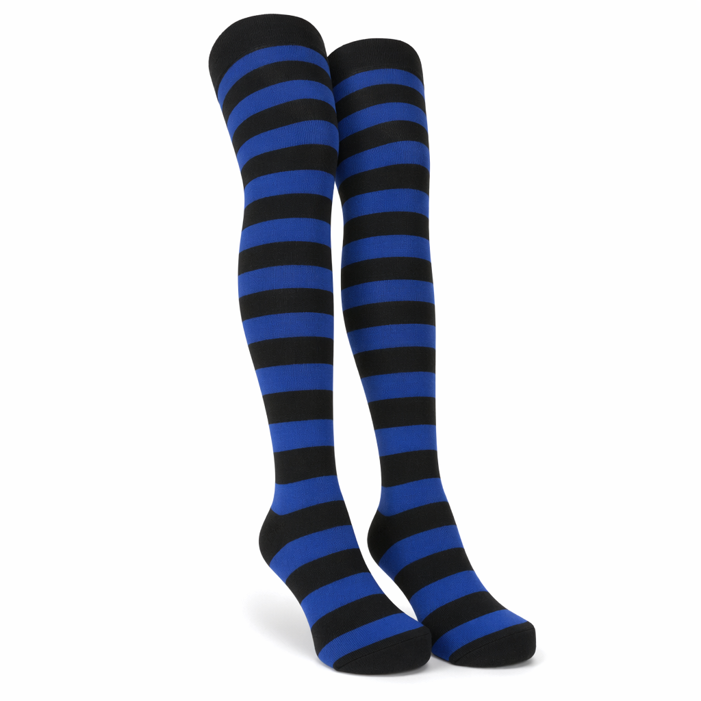 Thigh High Lolita Style Socks with Quality Elastic Comfort Dark blue