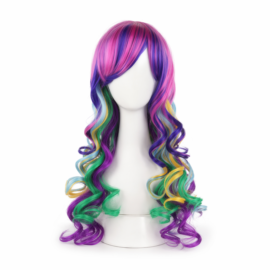Cotton Candy Wig in Vibrant Colors for Cosplay or Kawaii Styles Rainbow