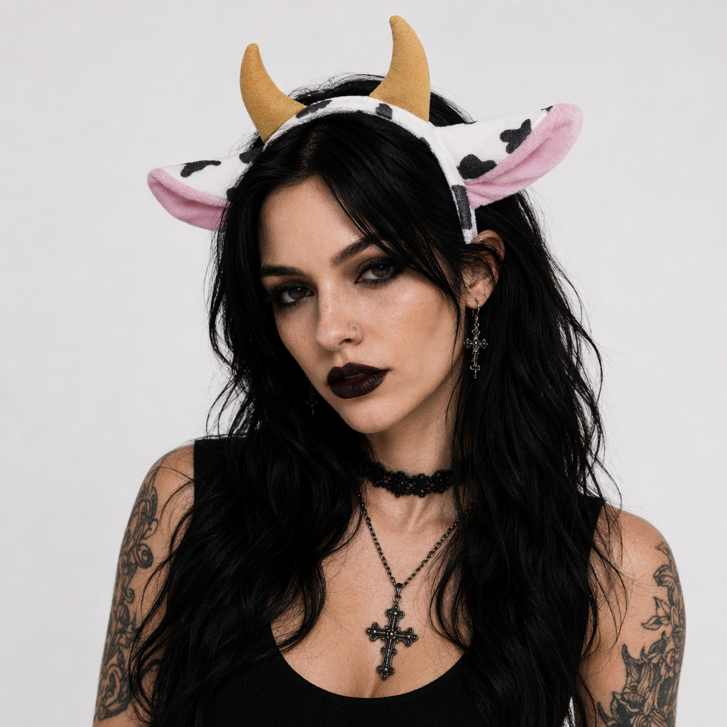 Cute Vegan Cow Ears Headband for Kawaii Outfits Default Title