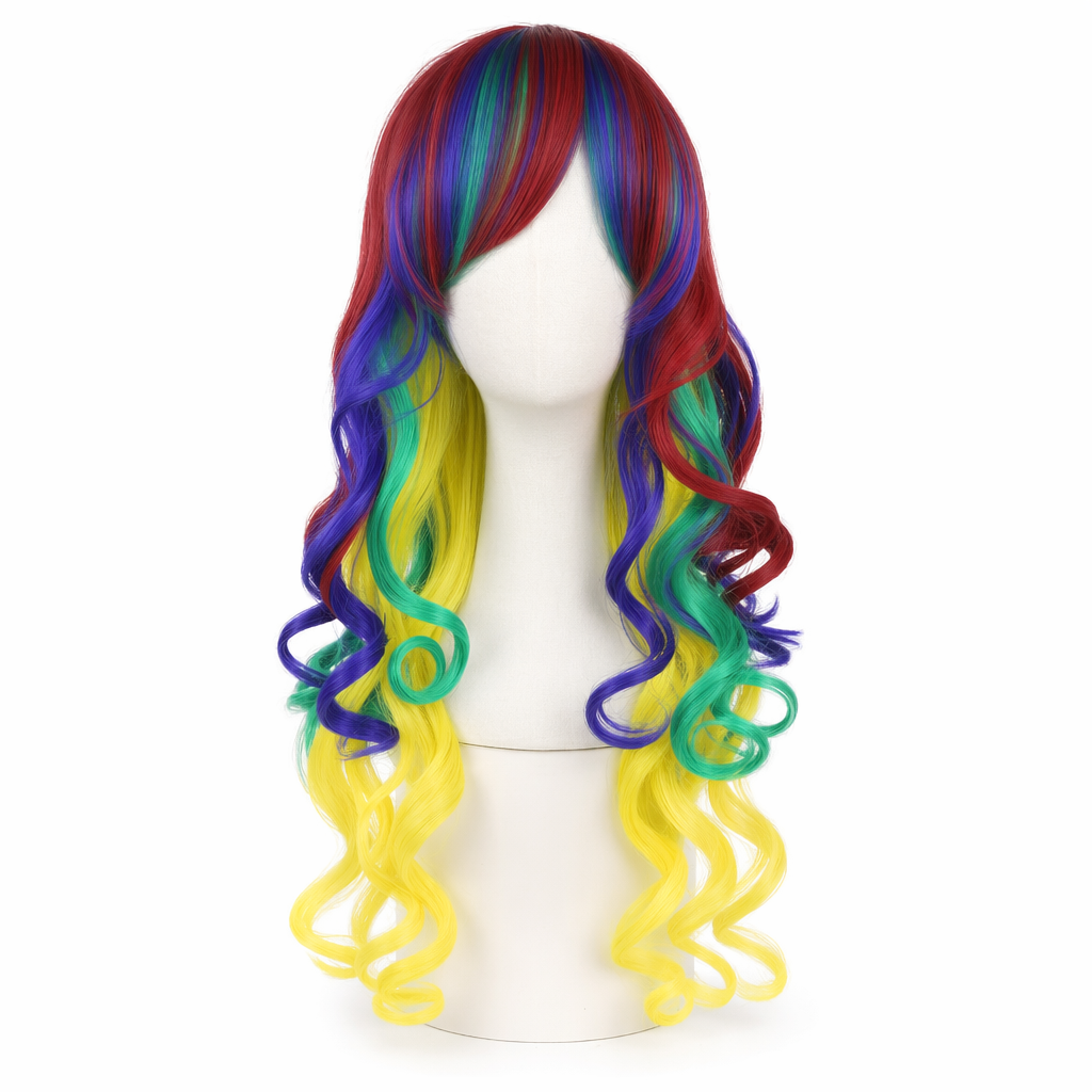 Stunning Long Cosplay Wig with Soft Fringe in Stylish Colors Curly Bright Colors