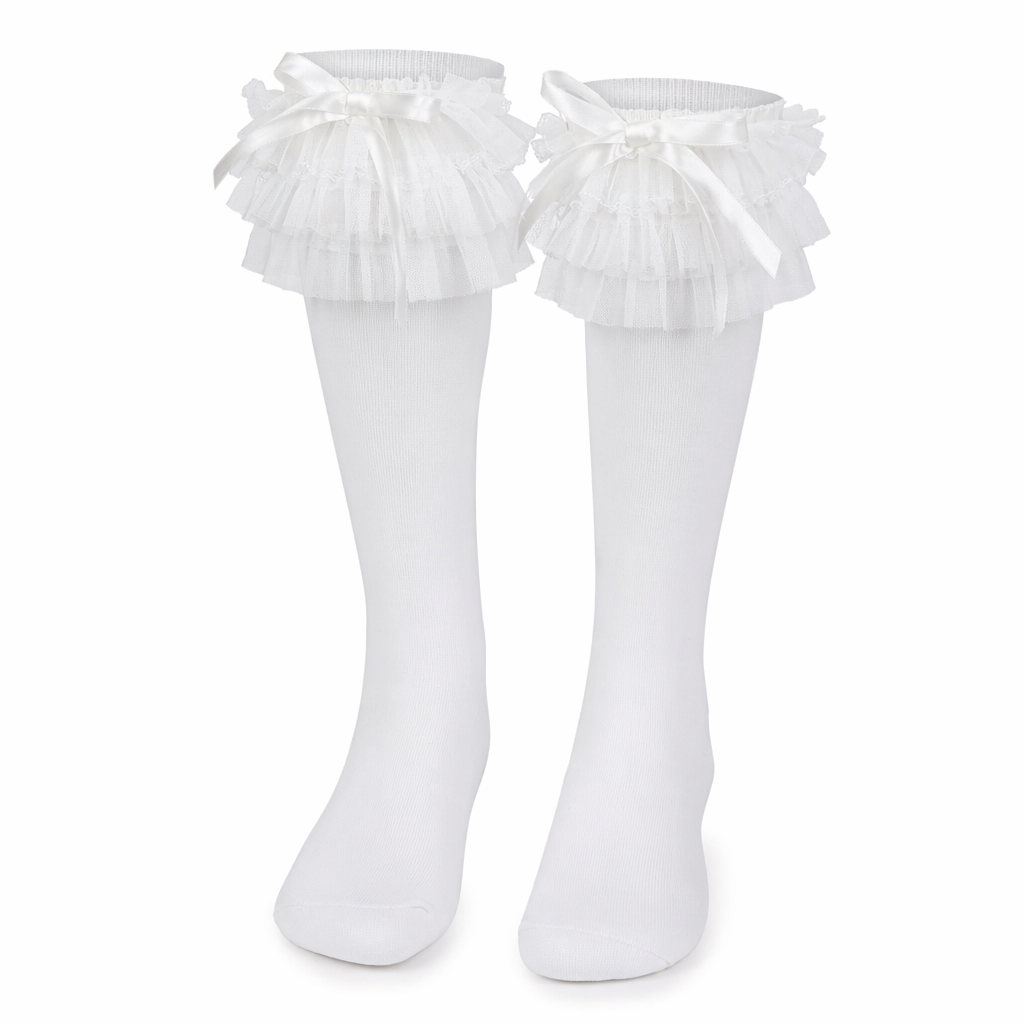 Ruffled Knee Socks for a Cute Kawaii and Fairycore Look White