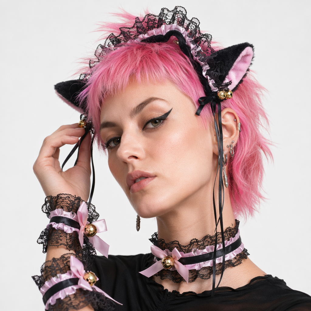 Neko Kitty Cat Complete Set with Headband, Collar, and Bracelets 8