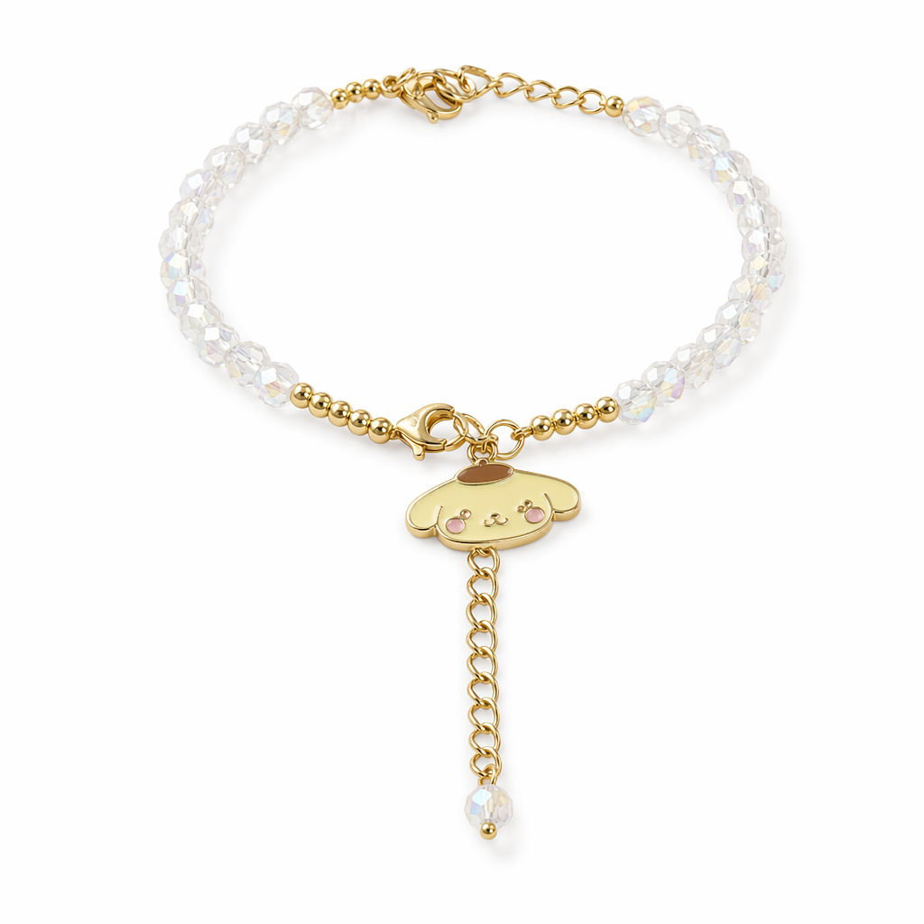 Kawaii Beaded Bracelets Inspired by Sanrio Characters Gold Chain Pompom