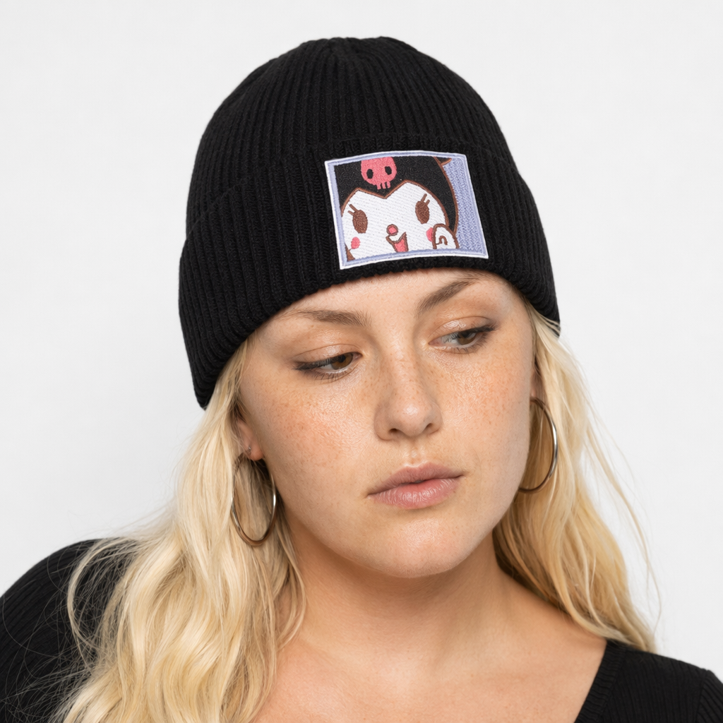 Sanrio Inspired Kawaii Embroidered Beanies for Cozy Warmth Kuromi