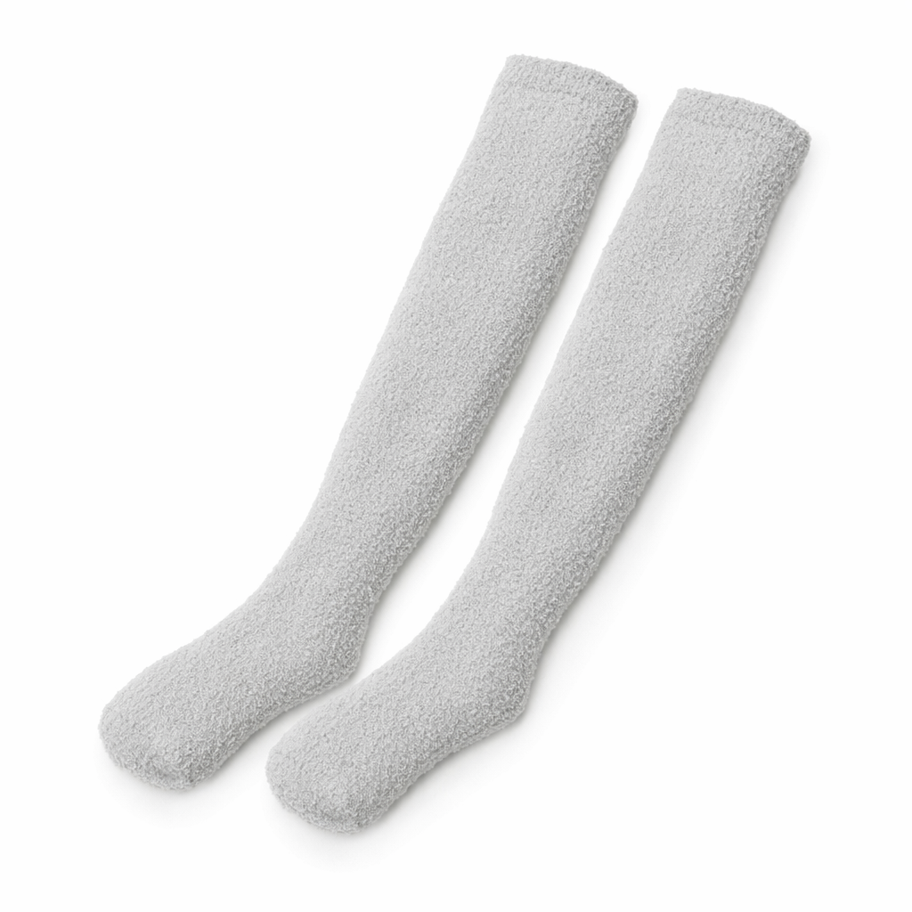 Cozy Fuzzy Thigh Highs for Kawaii Fashion Lovers Grey