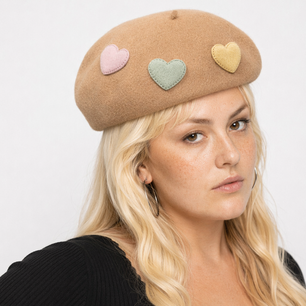 Kawaii Berets for Stylish Lolita Fashion and Accessories Brown With Hearts