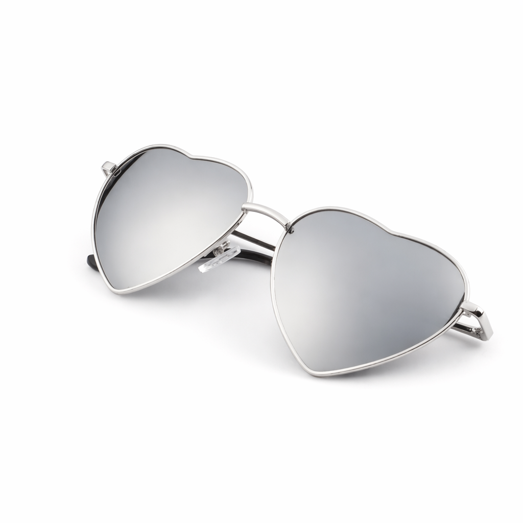 Chic Heart Shaped Aviator Sunglasses in Various Colors Silver